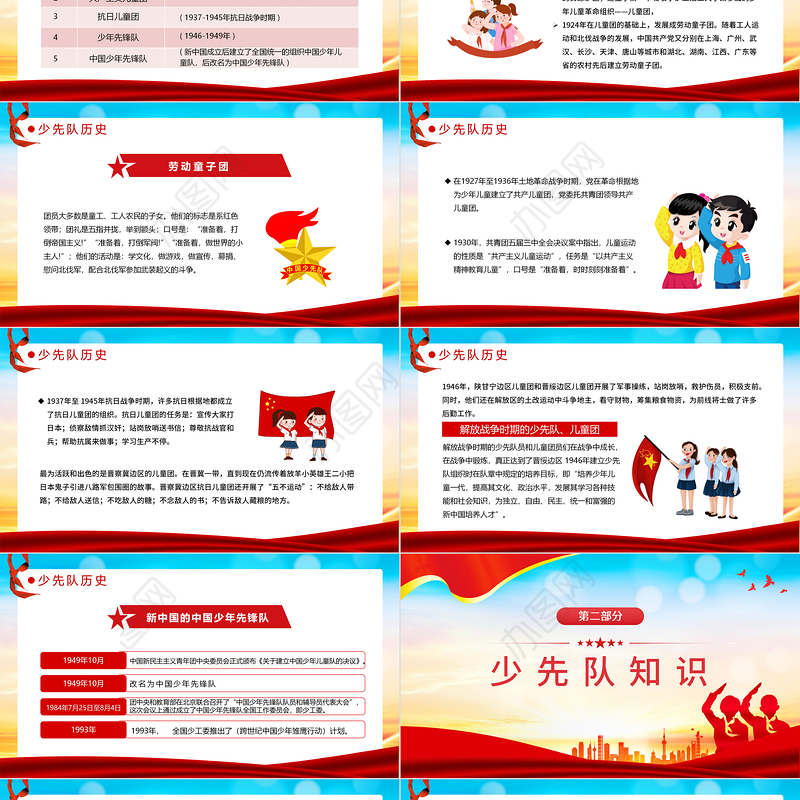 2022少先队入队PPT红色大气风小学少先队入队队前教育主题课件模板