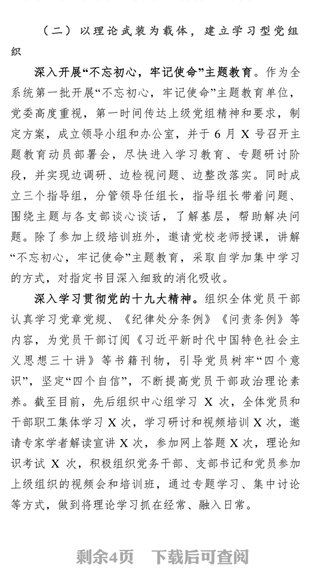 2019半年党建工作总结基层党建工作述职报告