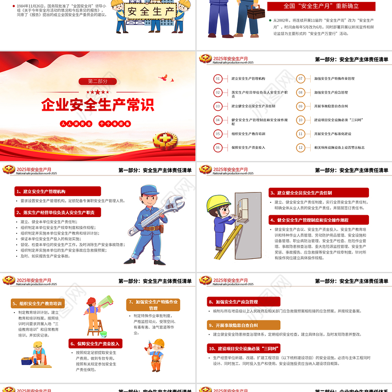 精美大气人人讲安全个个会应急查找身边安全隐患PPT2025安全生产月宣传课件