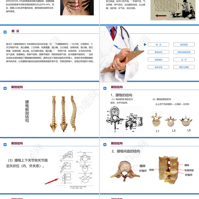 2022腰椎间盘突出症诊断与治疗PPT清新商务医疗风医学通用PPT模板