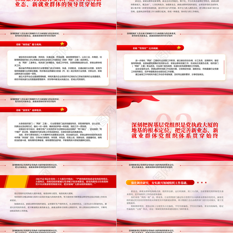 2022探索加强新业态新就业群体党组织建设PPT红色精美风党员干部学习教育专题党课党建课件