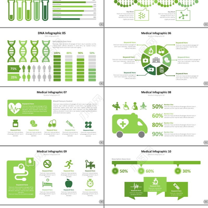 绿色微立体医疗卫生医院工作汇报总结PPT模板
