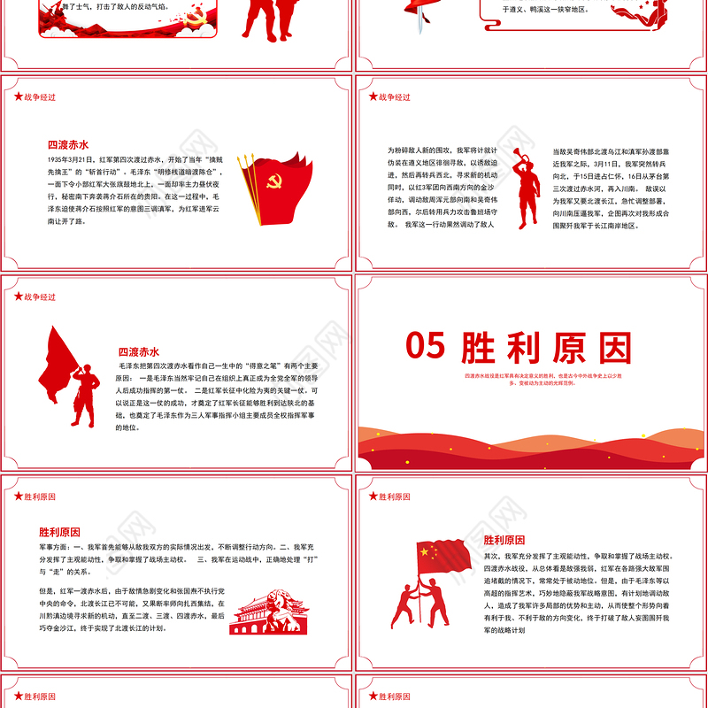 四渡赤水战役PPT2021党史小故事党史教育专题党课之打开中国革命新局面PPT模板