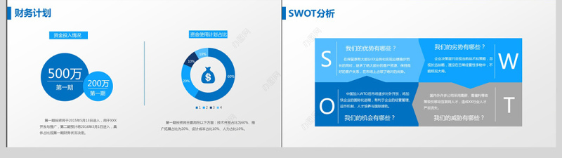 蓝色会议室背景简约商业计划书PPT模板