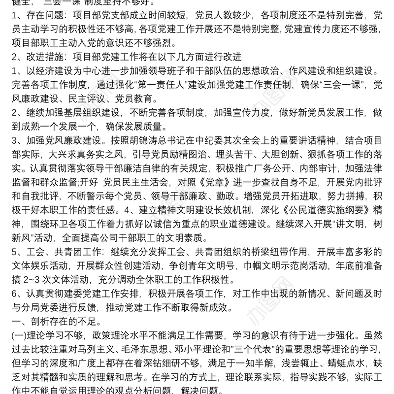 党支部工作不足3篇