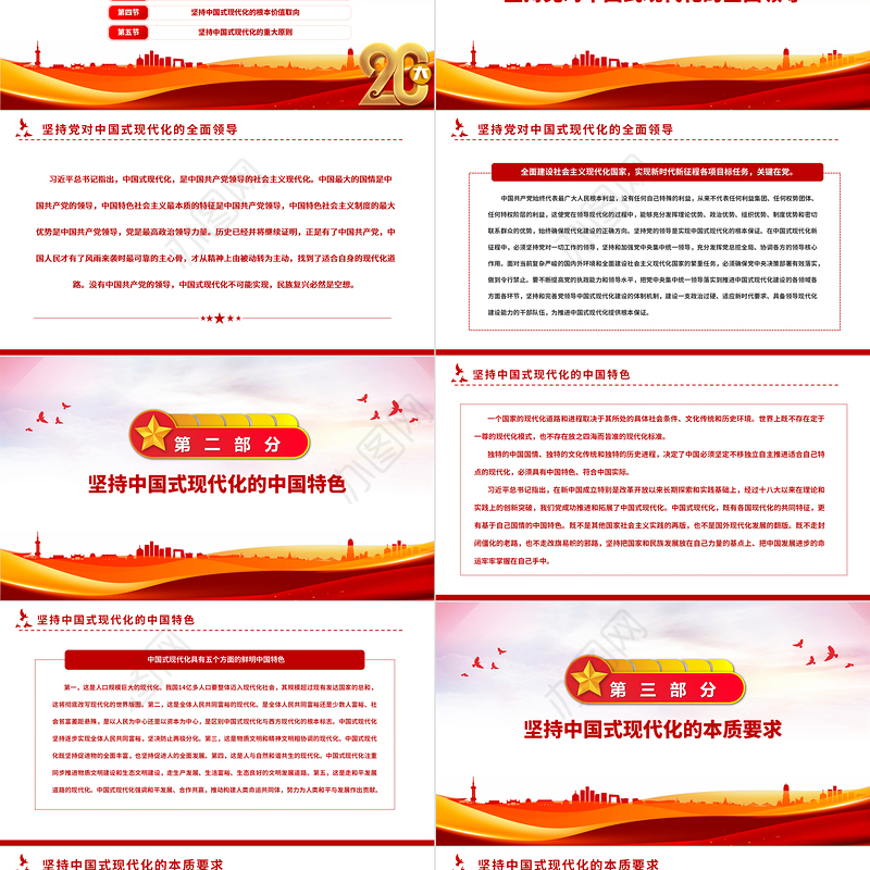 2022中国式现代化理论的新飞跃PPT红色党政风学习党的20大精神党员干部辅导微党课课件