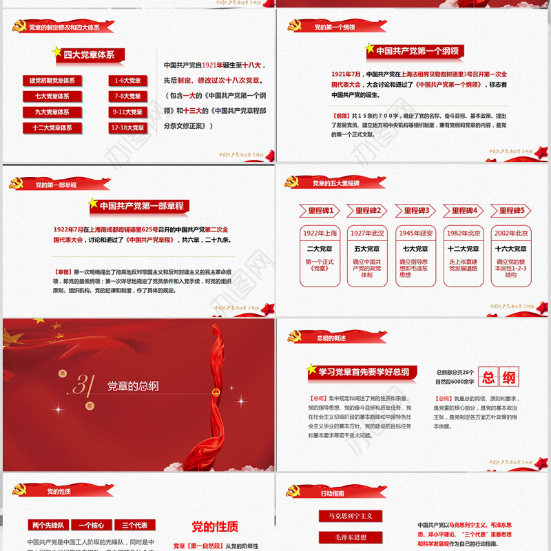 中国共产党章程（2012年修改版本）党章党规学习解读PPT模板幻灯片