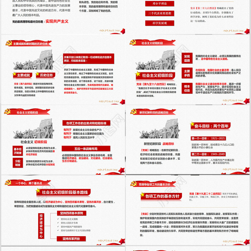 中国共产党章程（2012年修改版本）党章党规学习解读PPT模板幻灯片