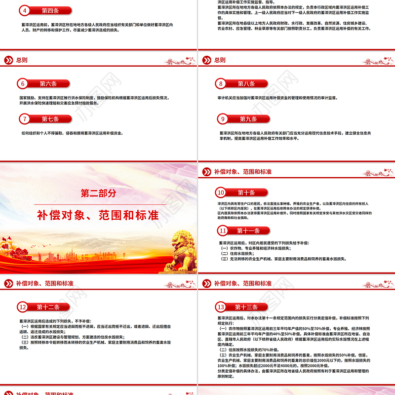 简洁风《蓄滞洪区运用补偿办法》PPT课件