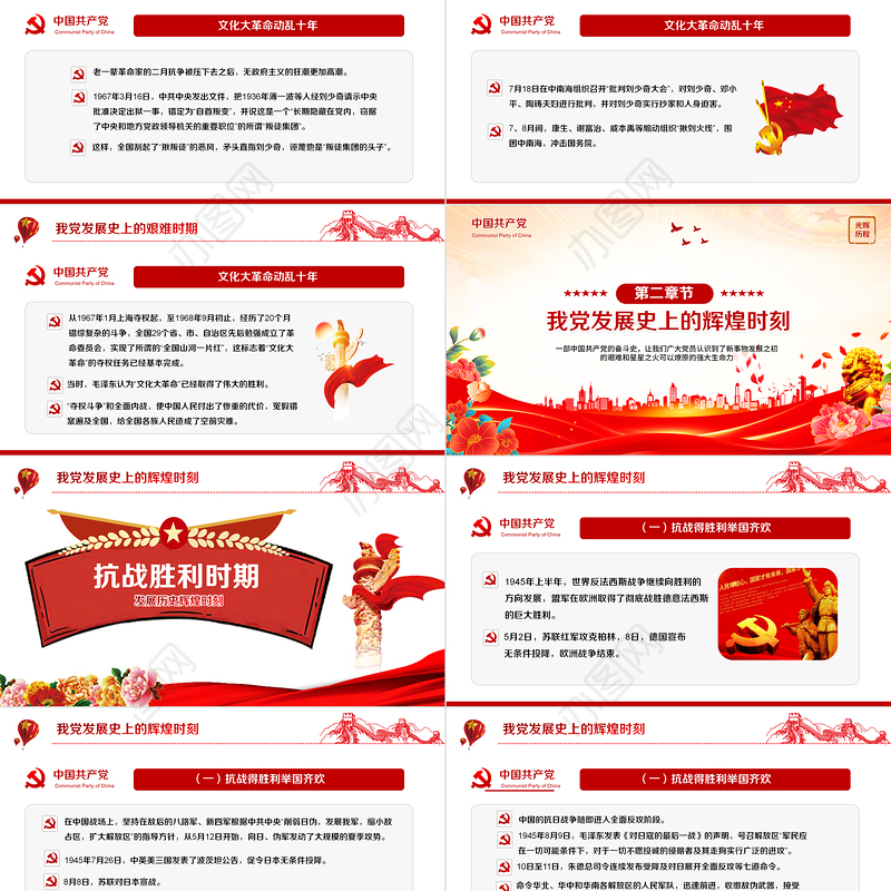 中国共产党光辉历程PPT精美大气建党103周年党史学习教育党课课件