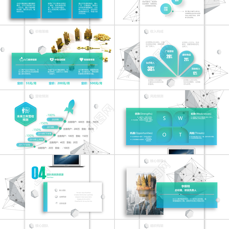 竖版清爽简约商业计划书创业计划书新品发布PPT