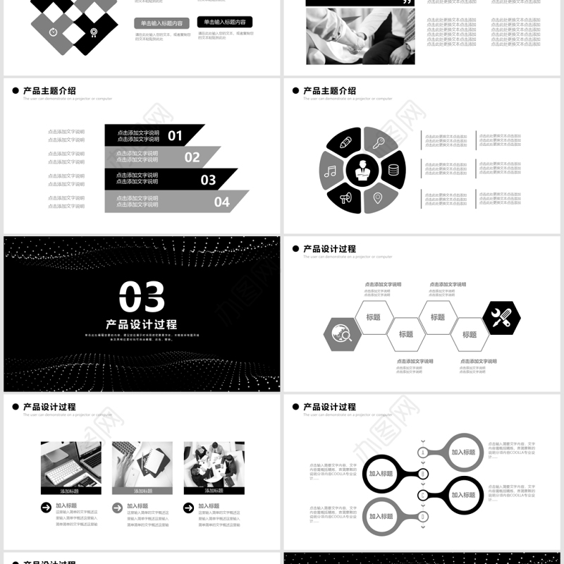 高端黑色商务通用企业产品发布PPT模板