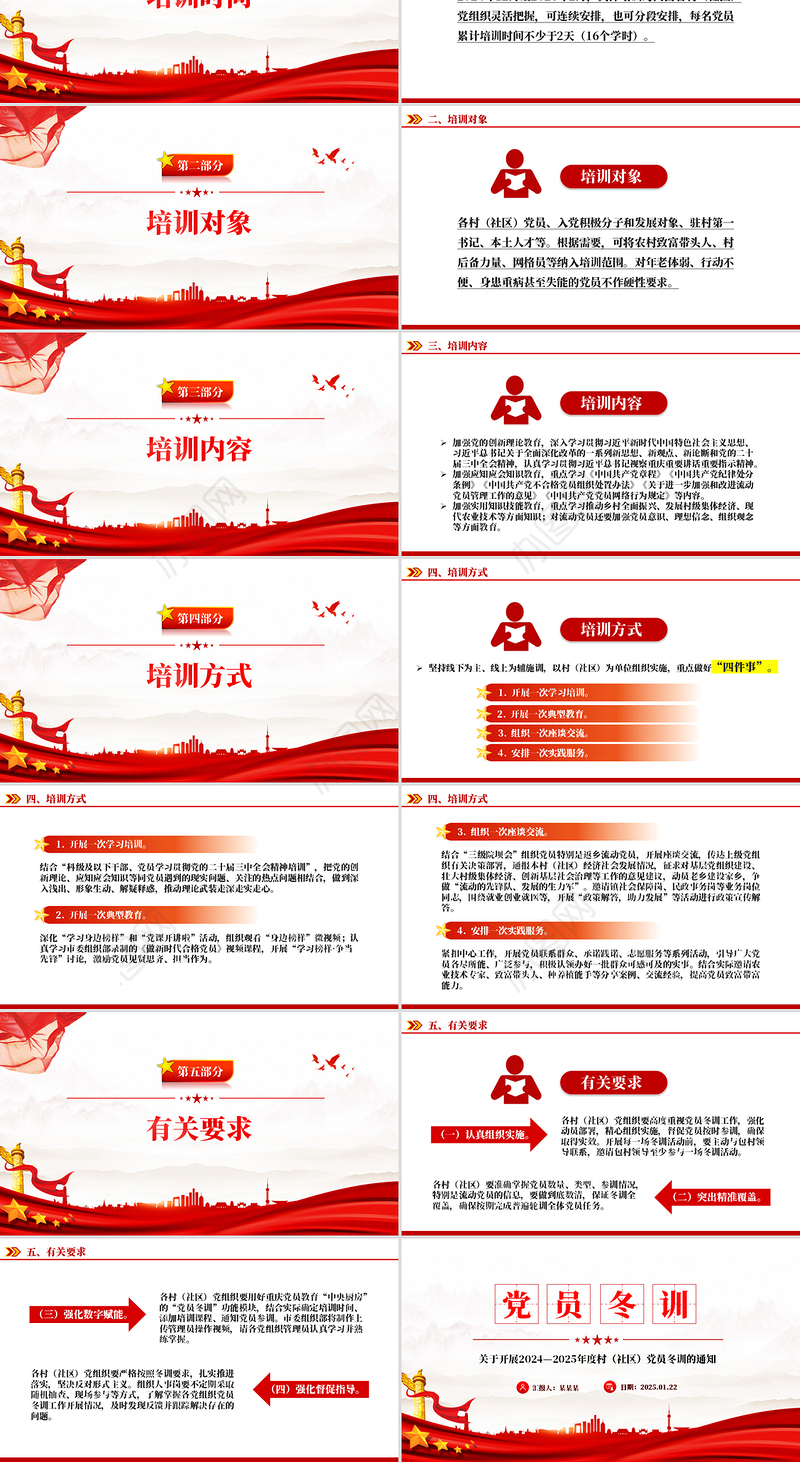 2024—2025年度村（社区）党员冬训方案PPT模板