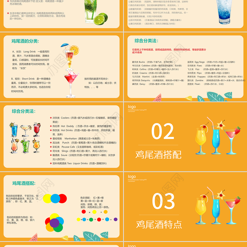 简约风格鸡尾酒调制实用调酒师培训PPT课件