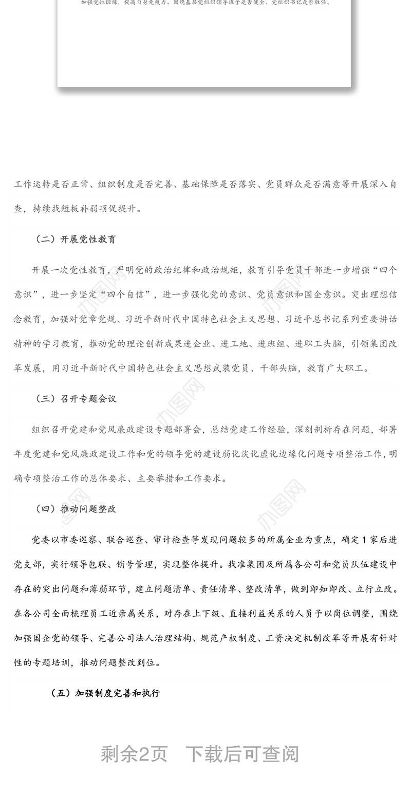 关于关于加强党的领导的专项行动方案