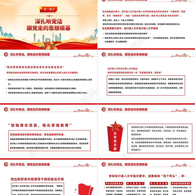 2023听党指挥强军兴军PPT深入学习领会强军思想的重要文章专题培训党课课件模板下载