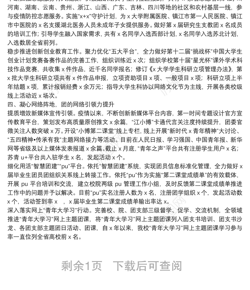 共青团大学委员会2021年上半年工作总结