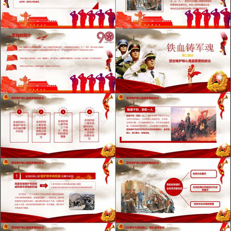 铁血铸军魂八一建军节党建动态PPT模板