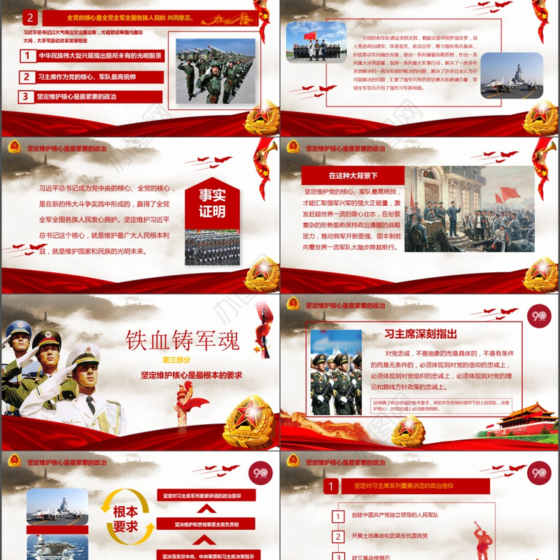 铁血铸军魂八一建军节党建动态PPT模板