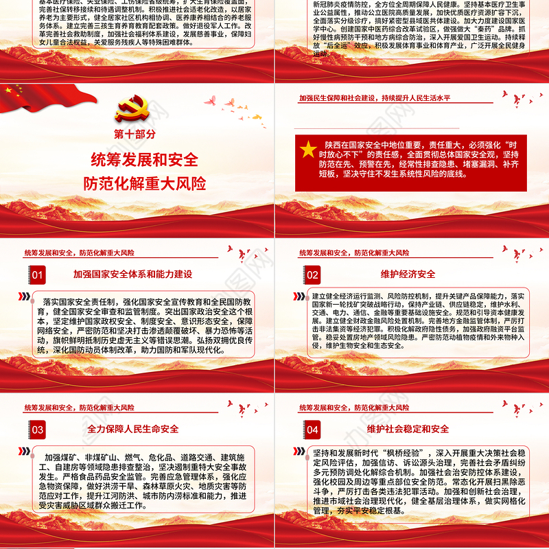 红色党建风中国共产党陕西省第十四次代表大会专题党课PPT课件模板