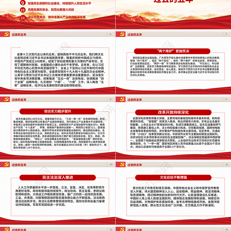 红色党建风中国共产党陕西省第十四次代表大会专题党课PPT课件模板