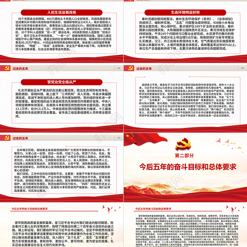 红色党建风中国共产党陕西省第十四次代表大会专题党课PPT课件模板