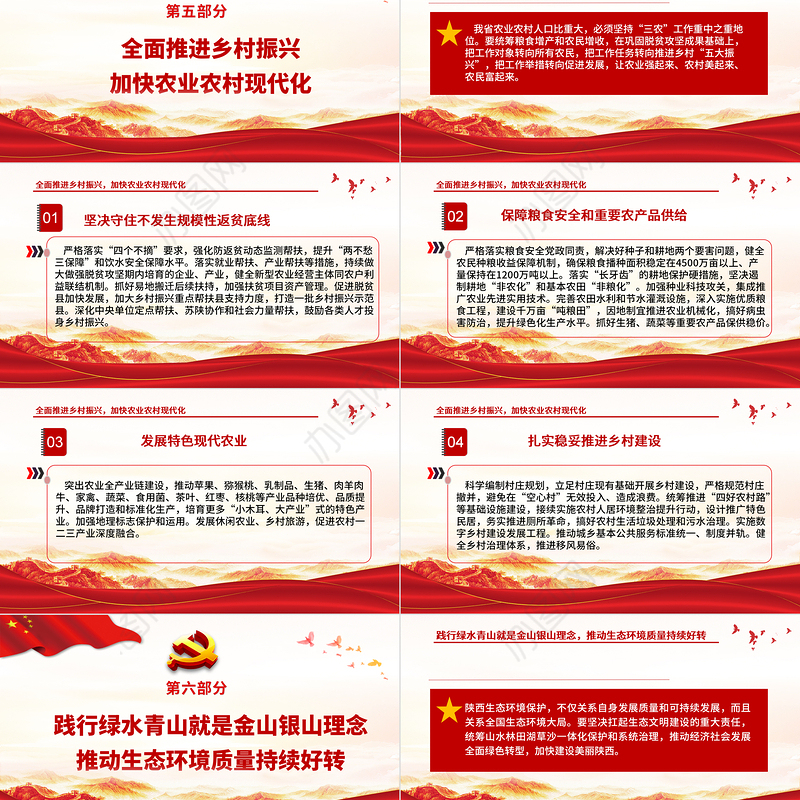 红色党建风中国共产党陕西省第十四次代表大会专题党课PPT课件模板