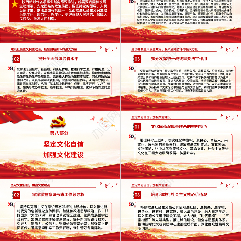 红色党建风中国共产党陕西省第十四次代表大会专题党课PPT课件模板