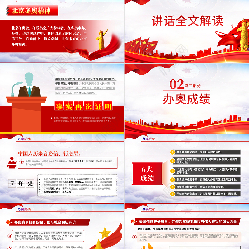 北京冬奥会冬残奥会总结表彰大会讲话精神PPT专题课件模板