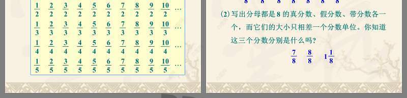 人教版五年级数学下册真分数和假分数PPT