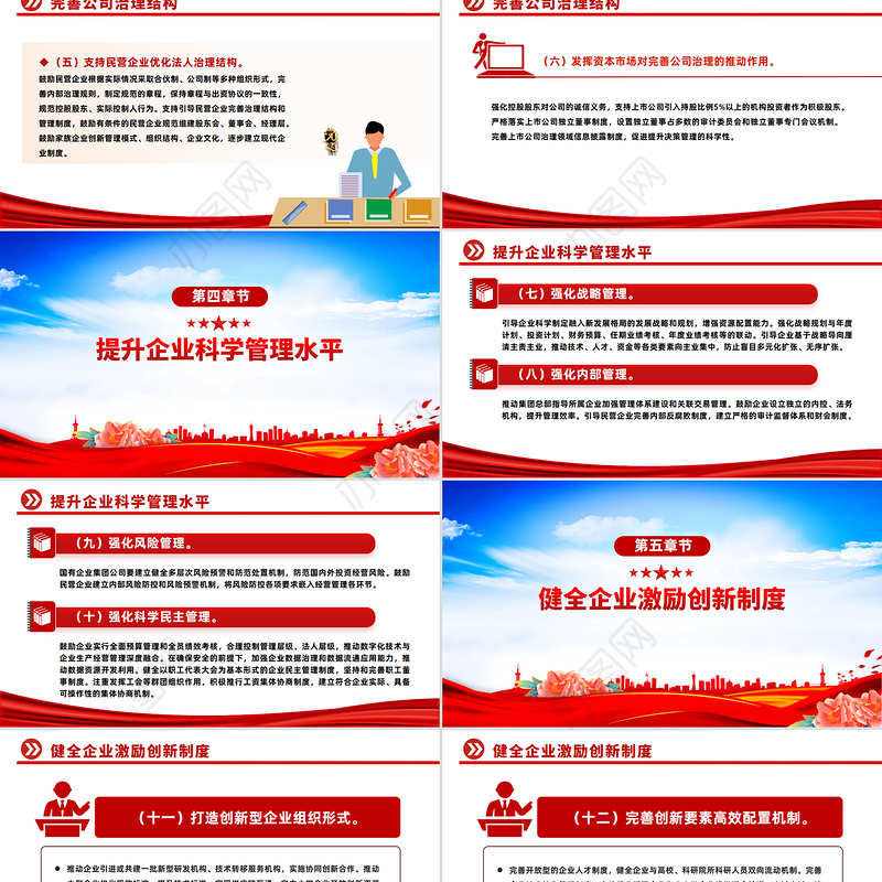 红色简洁关于完善中国特色现代企业制度的意见PPT课件