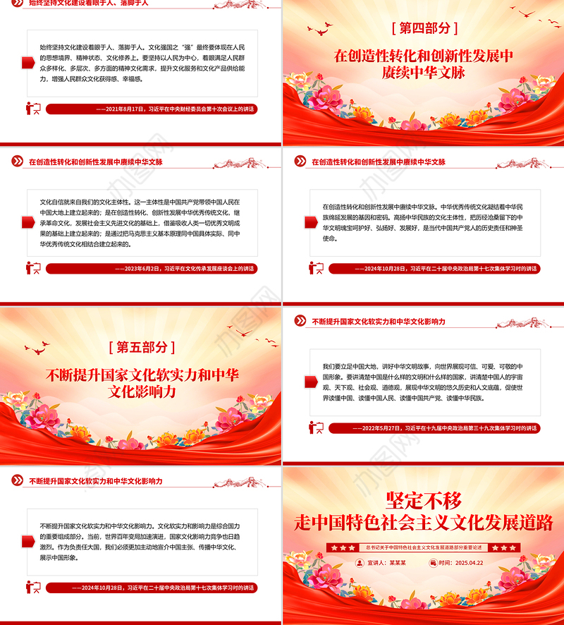 坚定不移走中国特色社会主义文化发展道路PPT总书记重要论述学习课件