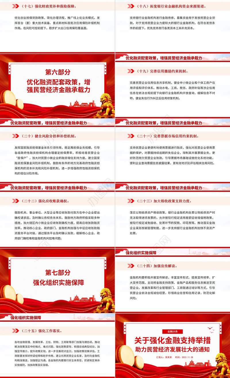 金融25条PPT红色简洁关于强化金融支持举措助力民营经济发展壮大的通知课件
