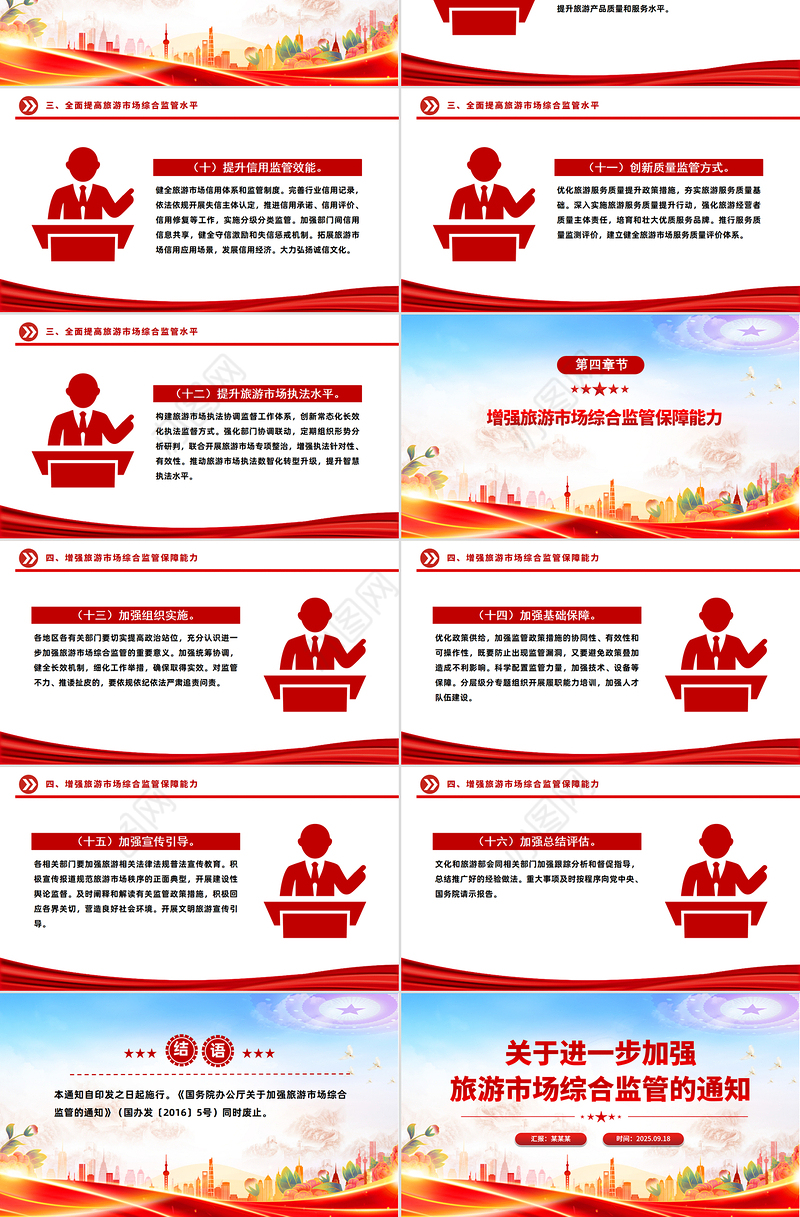 简洁风关于进一步加强旅游市场综合监管的通知PPT课件