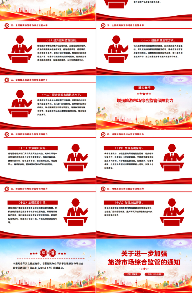简洁风关于进一步加强旅游市场综合监管的通知PPT课件