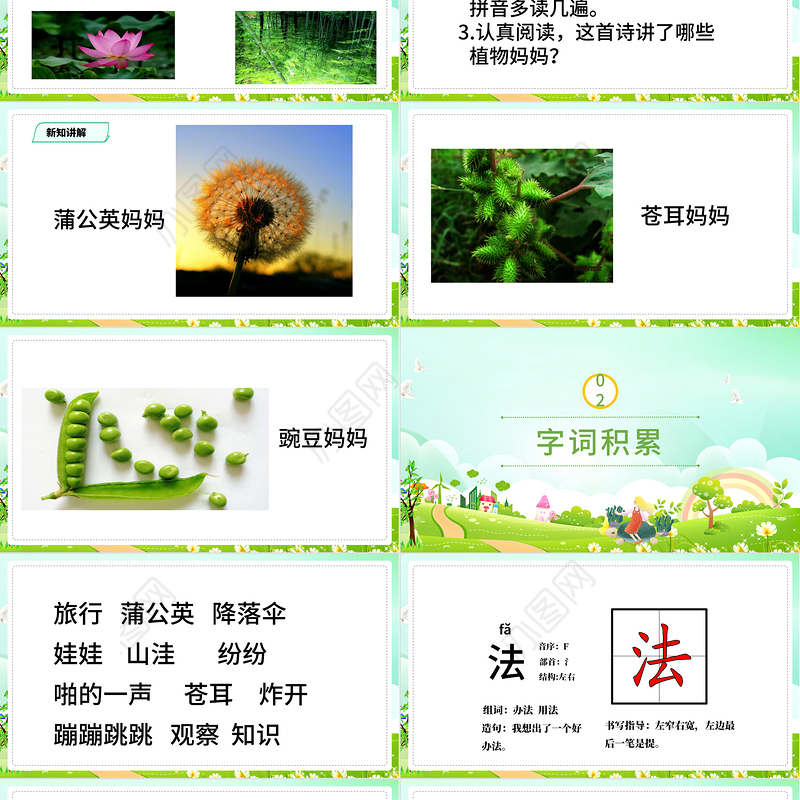 2022植物妈妈有办法PPT简约卡通课文第3课小学二年级语文上册人教版教学课件
