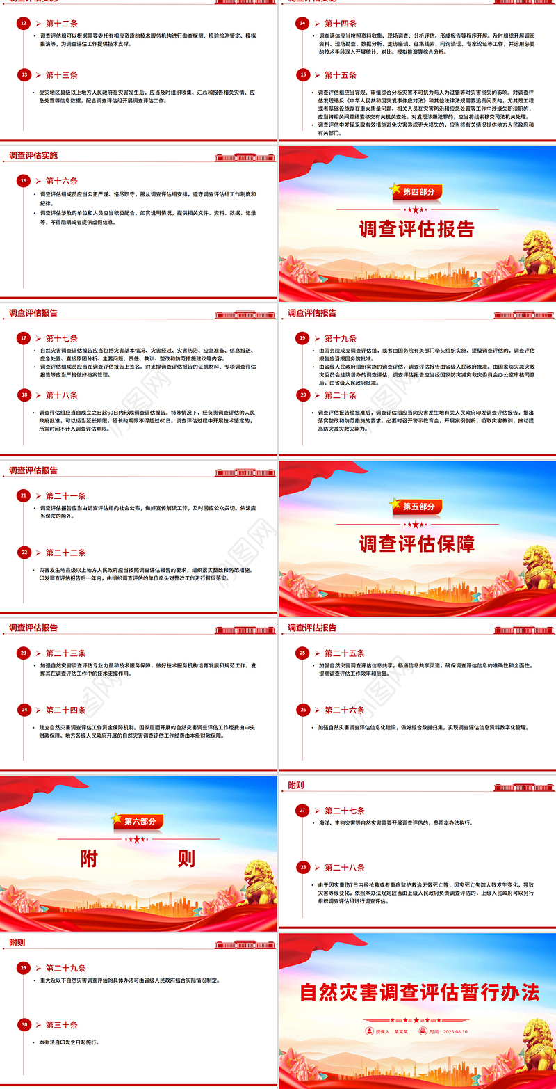 简洁大气《自然灾害调查评估暂行办法》PPT课件