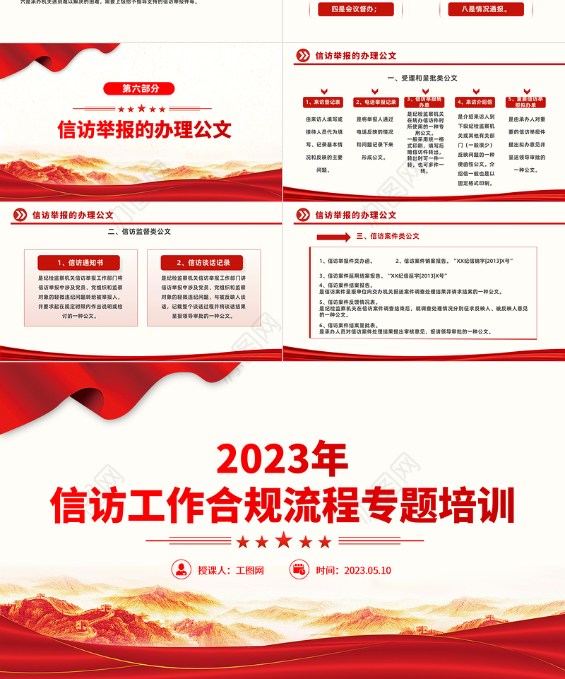2023信访工作合规流程PPT红色简约风信访工作合规流程专题培训课件模板下载