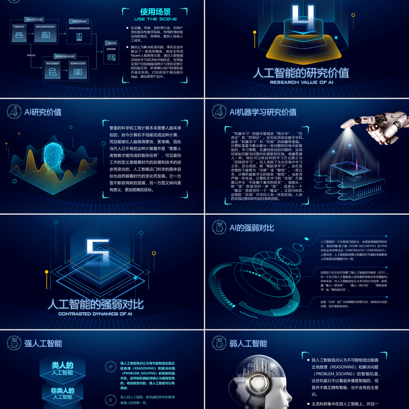 原创AI人工智能云计算大数据简介ppt模板-版权可商用