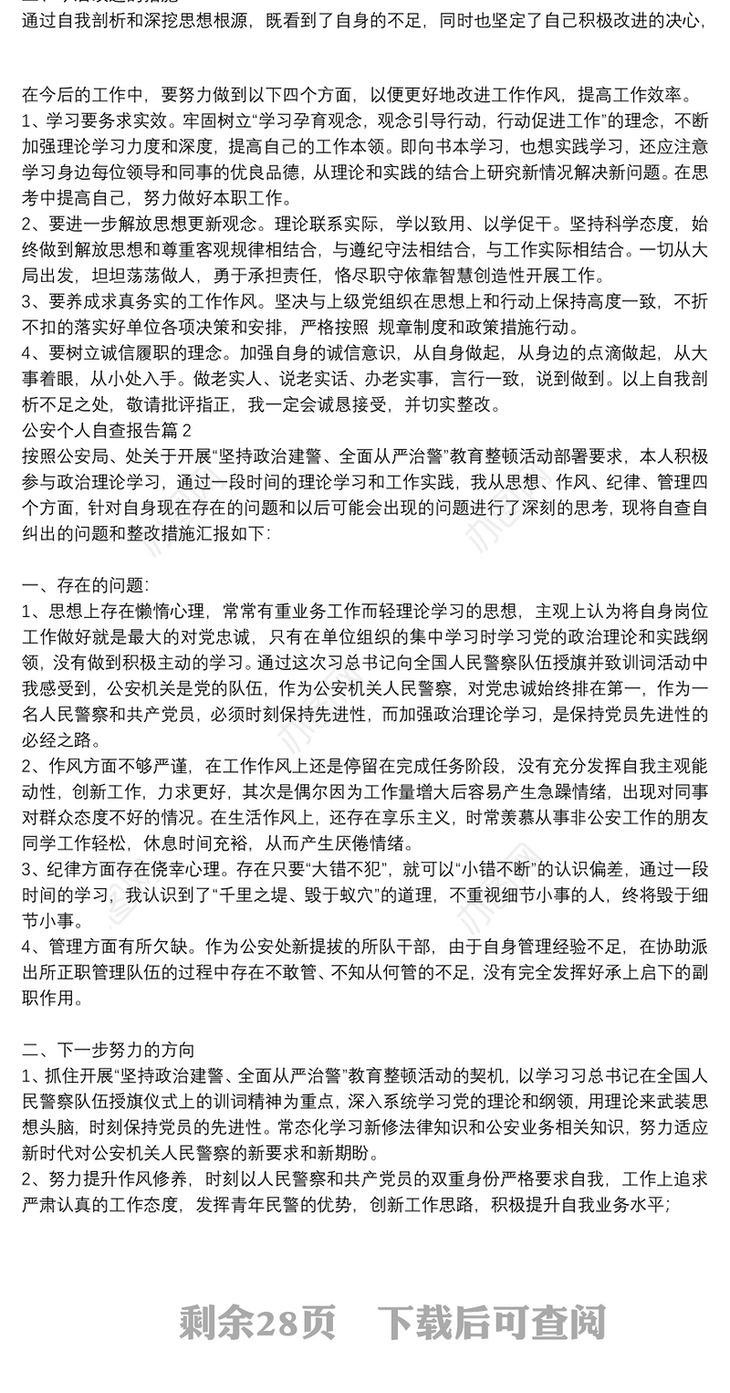 公安个人自查报告20篇