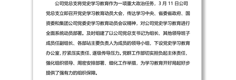 xx公司总支部委员会党史学习教育工作情况总结汇报