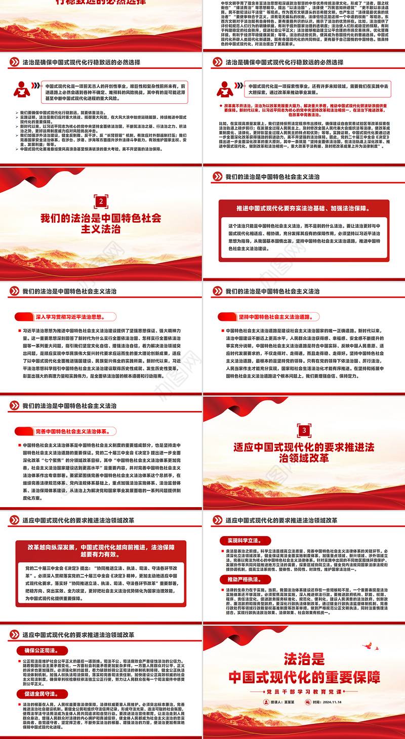 全面依法治国是中国式现代化的重要保障PPT红色党建风党员干部学习教育党课