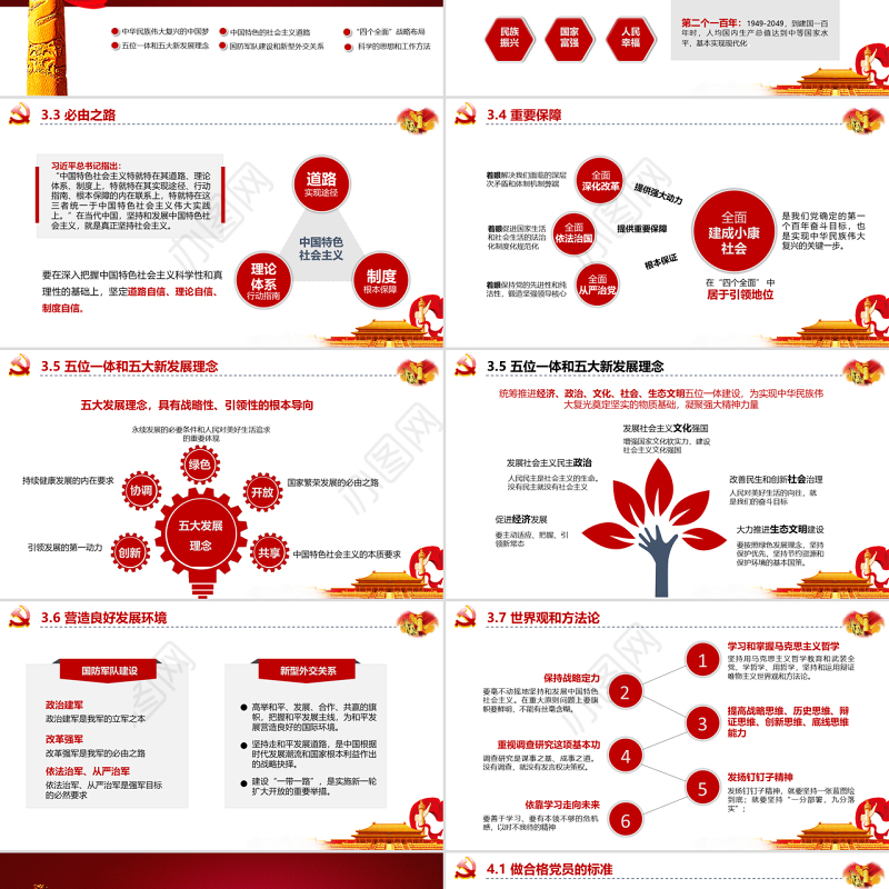 红色简约政府党委党支部党员党务基本知识学习课程党课培训ppt