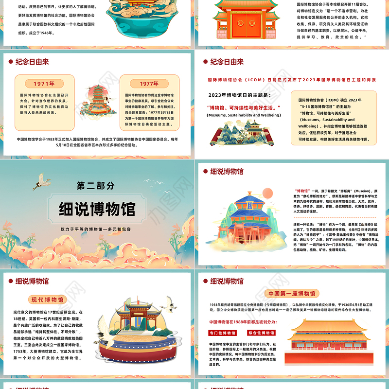 2023博物馆日PPT国潮风国际博物馆日介绍专题课件模板