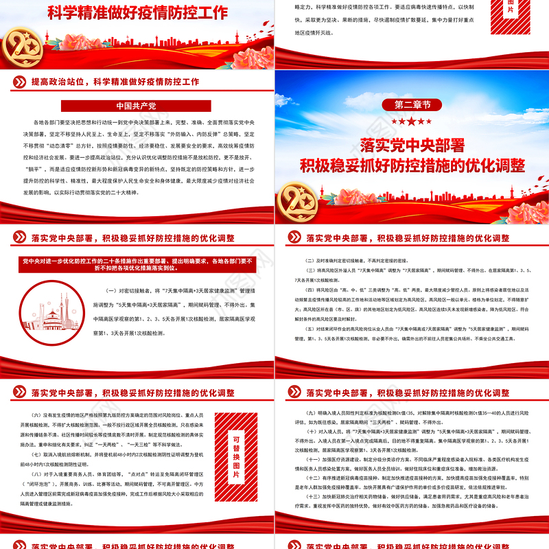 2022大气党建风关于进一步优化新冠肺炎疫情防控措施科学精准做好防控工作的通知PPT课件