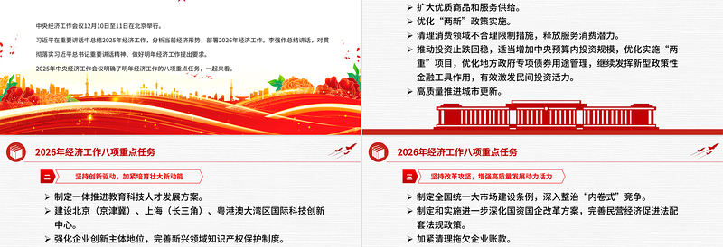 红色精美2026年经济工作八项重点任务PPT党课课件