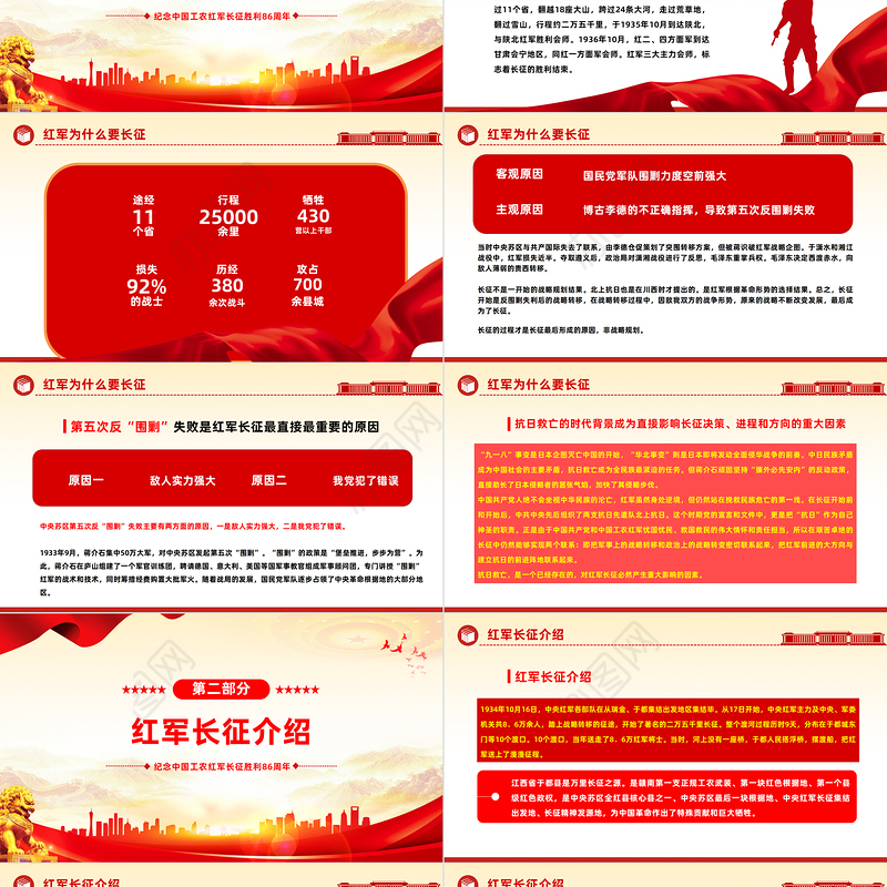 2023长征胜利97周年PPT红色党政风长征精神永芳光芒纪念中国工农红军长征胜利87周年专题党课课件模板下载