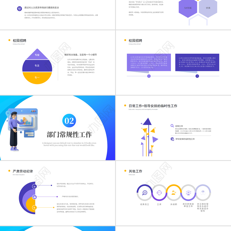 2022招聘总结PPT矢量扁平风人力资源部门招聘工作总结暨年度招聘计划模板下载