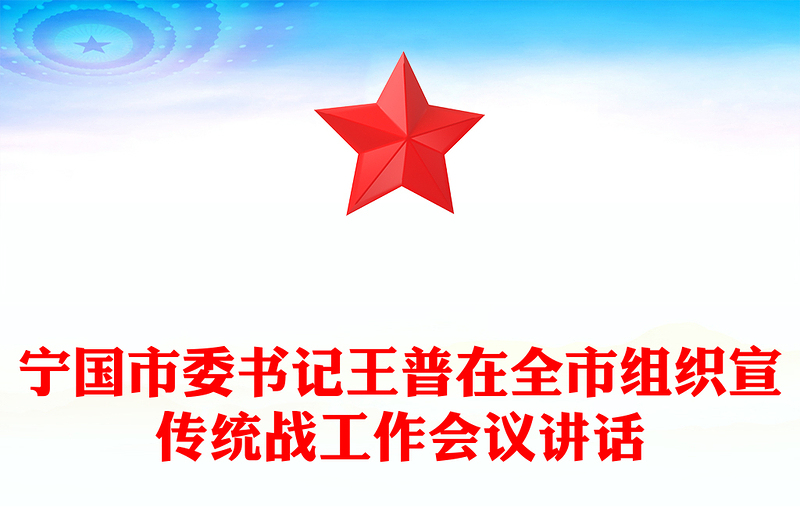 宁国市委书记王普在全市组织宣传统战工作会议讲话