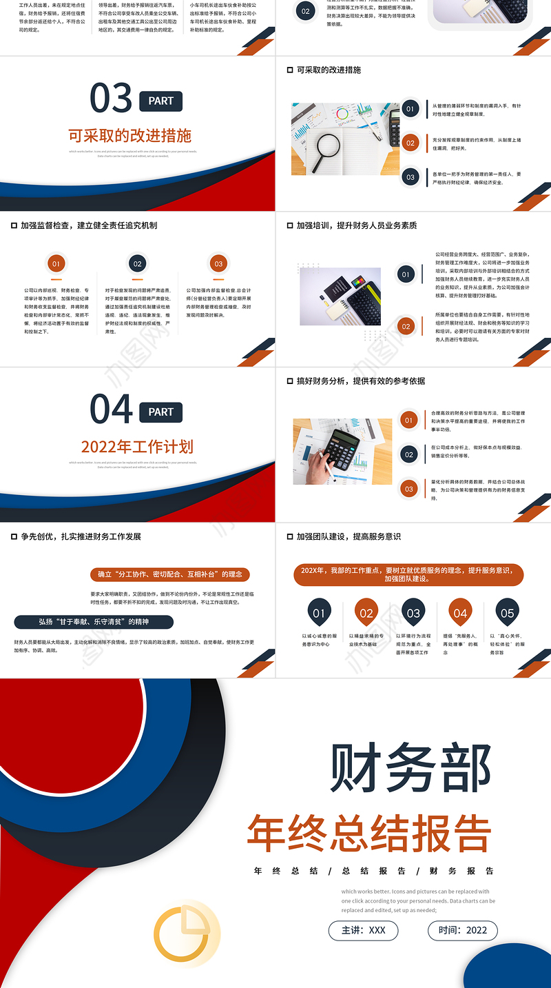 财务部年终总结PPT简明商务风企业财务部门年度工作总结述职报告会计出纳工作报告模板